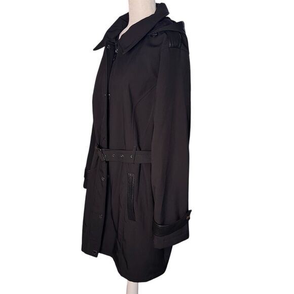 Michael Kors Black Hooded Trench Coat Women's Size 2X - Picture 9 of 14